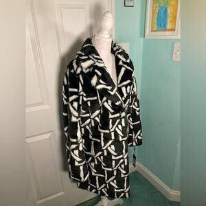Karl Lagerfeld Black and White Faux Fur Jacket